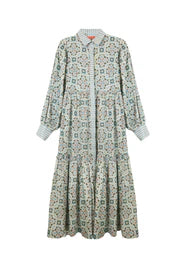 Brooks Ave. Laura Long Sleeve Dress Blue and Ivory