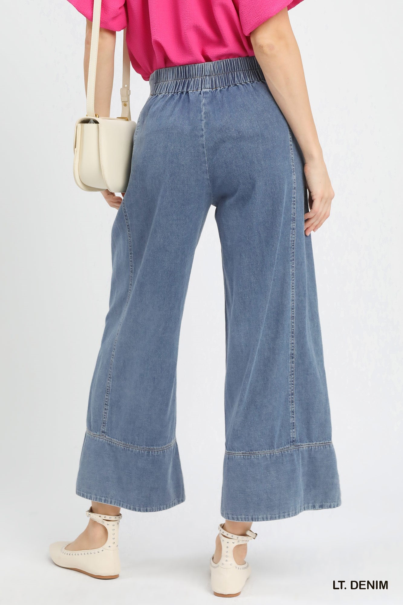 Stone Wash Denim Wide Leg Pants (S-L)
