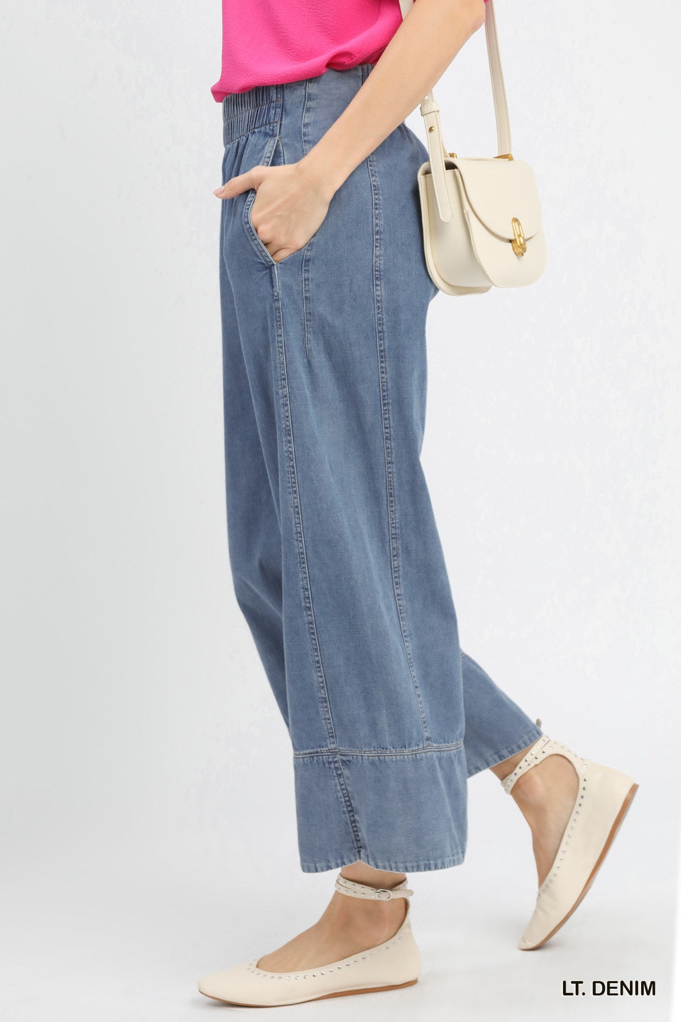 Stone Wash Denim Wide Leg Pants (S-L)