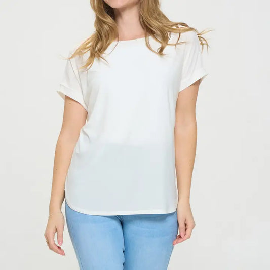 Ivory Lucy Curved Hem Top