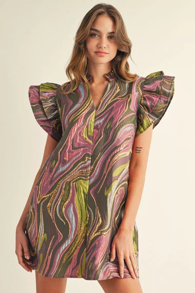 Abstract Sophisticated Marble Effect Dress