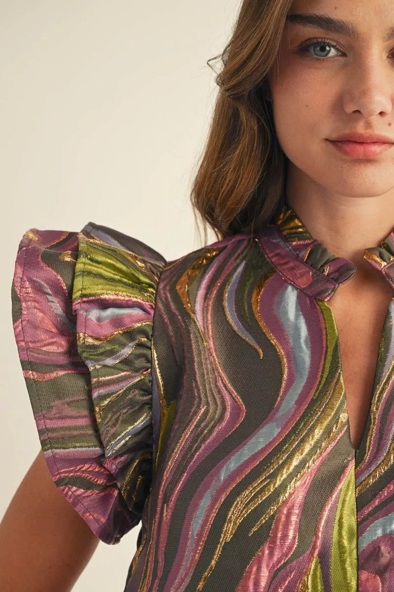 Abstract Sophisticated Marble Effect Dress