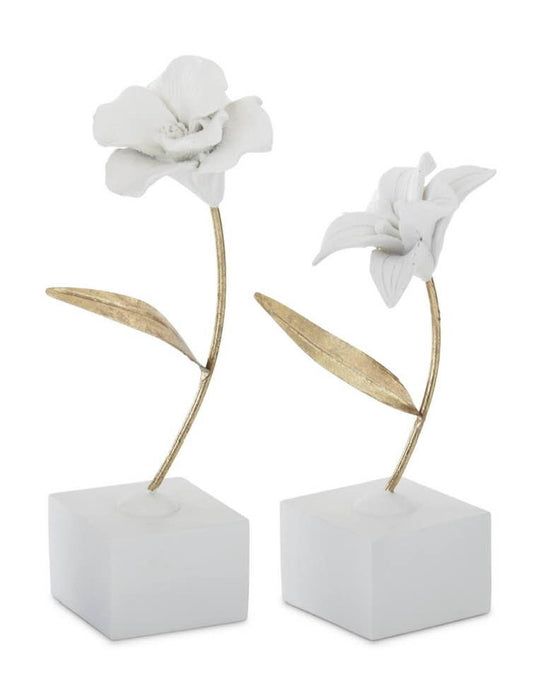 White Resin and Gold Metal Flower Stems