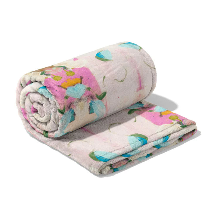 Laura Park Monet's Garden Pink Fleece Blanket