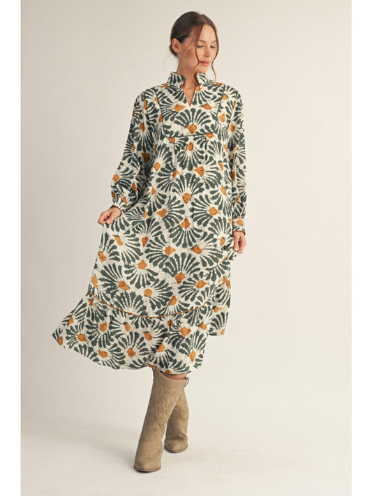 Olive Fall Fanfare Boho Dress