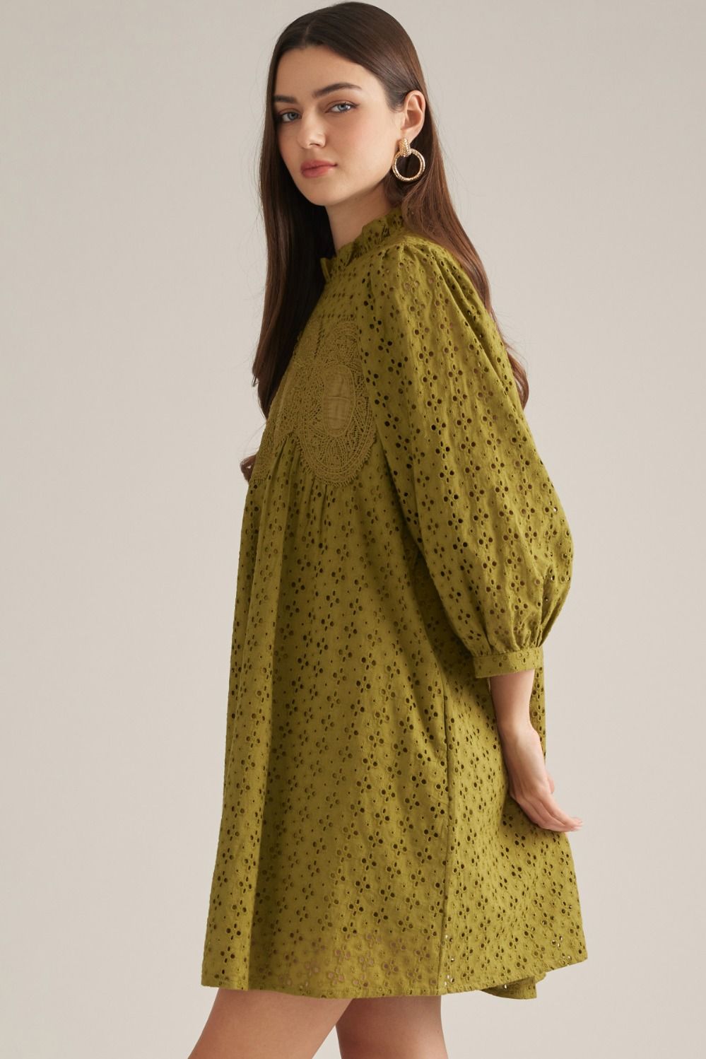 The Ellie Fall Eyelet Dress ( Olive or Burgundy )