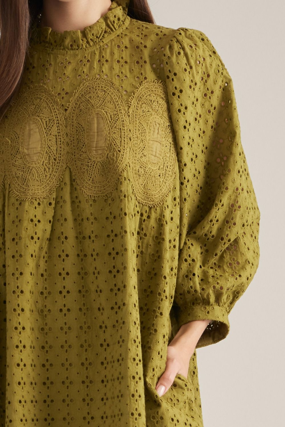 The Ellie Fall Eyelet Dress ( Olive or Burgundy )
