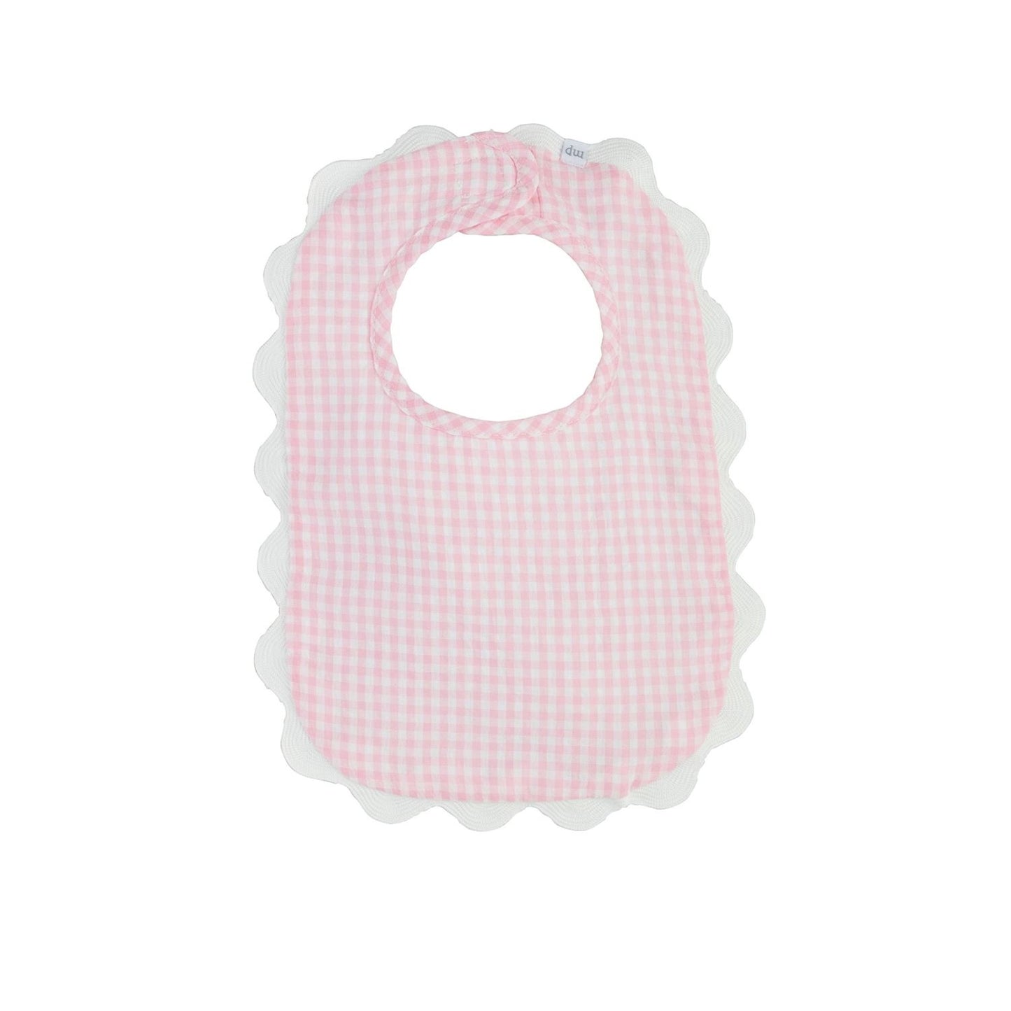 Gingham & Seersucker Scalloped Bibs (Pink & Blue)