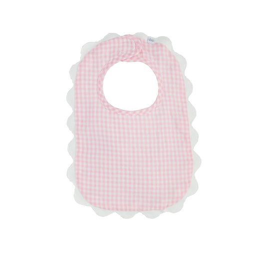Gingham & Seersucker Scalloped Bibs (Pink & Blue)