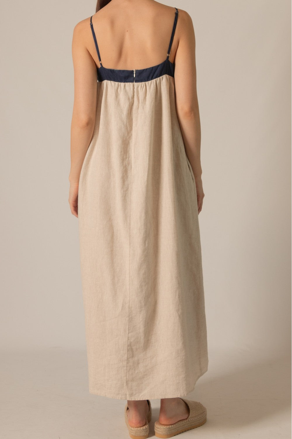 Linen 2-Tone Maxi Dress