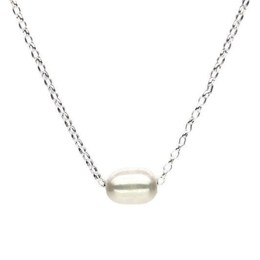 Pearl Slider Necklace - Silver - 002309