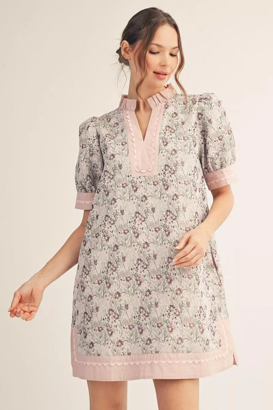 Spring Pink Floral Shift Dress