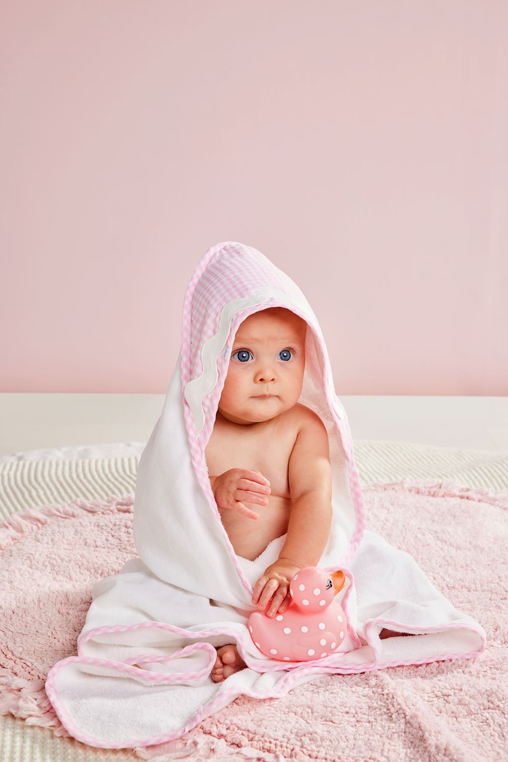 Hooded Baby Towel ( Pink or Blue Ric-Rac )
