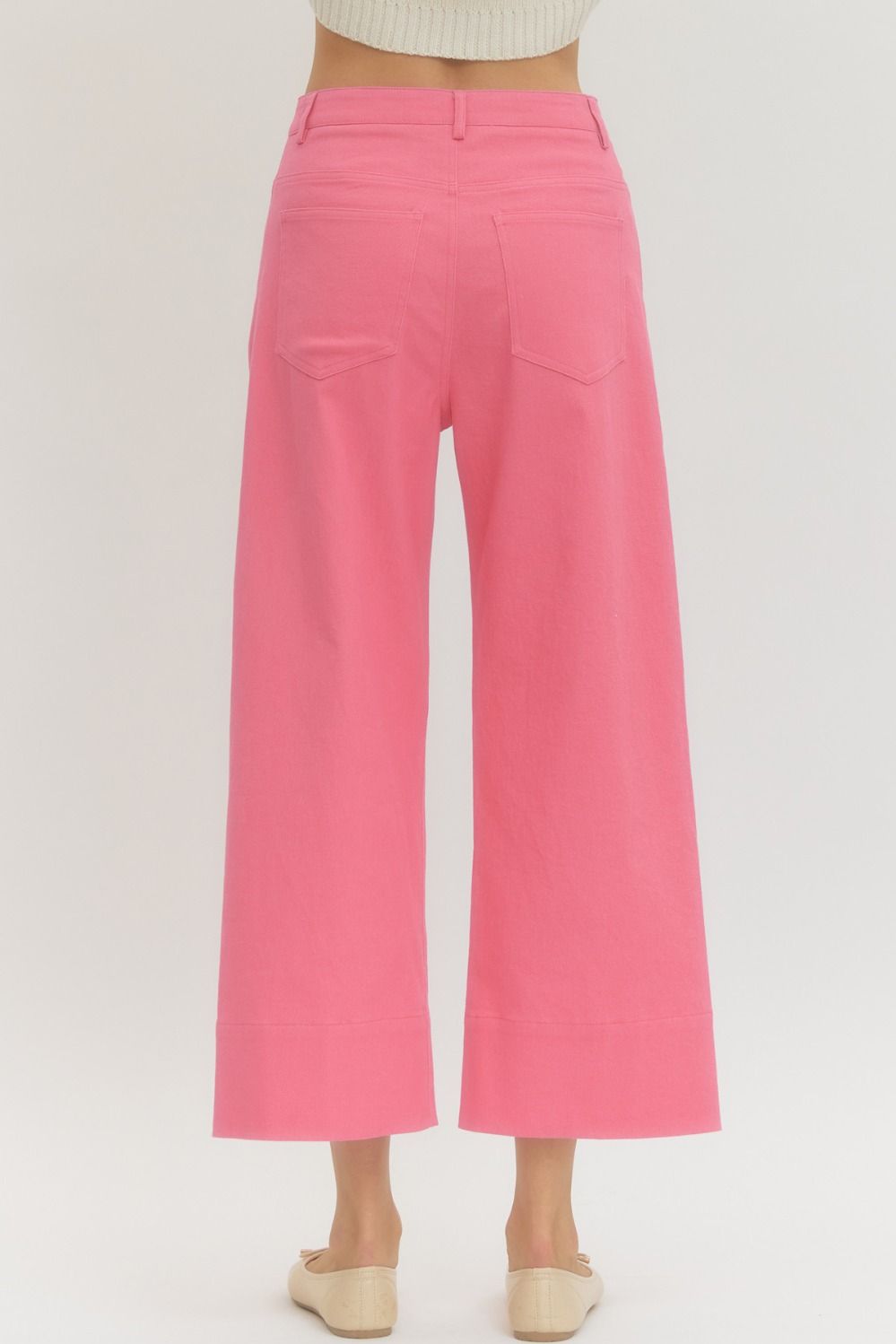 Wide Leg Cropped Pants (Pink or Tan)