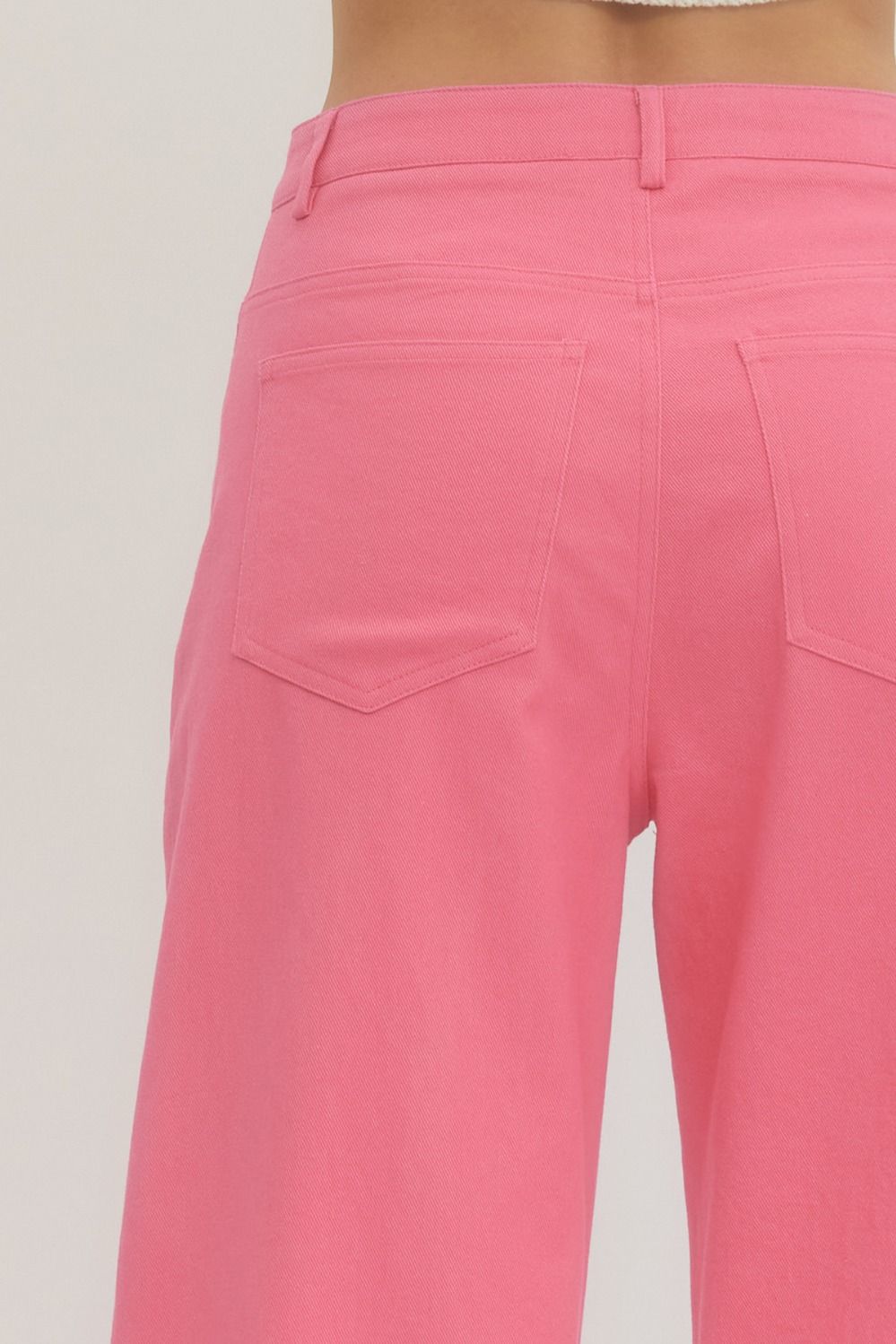 Wide Leg Cropped Pants (Pink or Tan)
