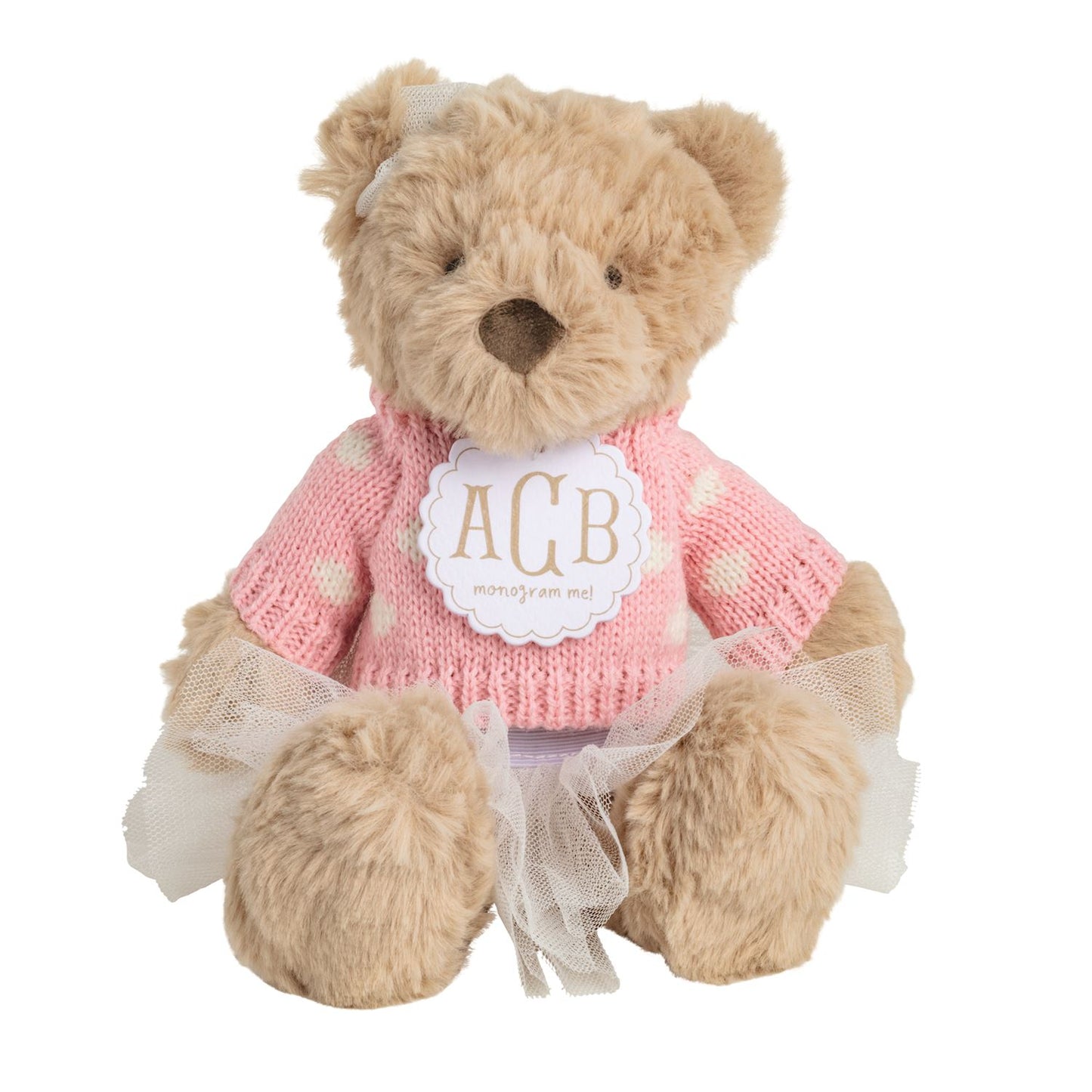 Monogram Plush Baby Bear ( Blue Stripe Boy or Pink Polka Dot Girl )