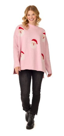 Pink Holiday Jacquard Sweater ( One Size )