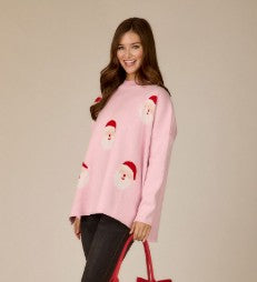 Pink Holiday Jacquard Sweater ( One Size )