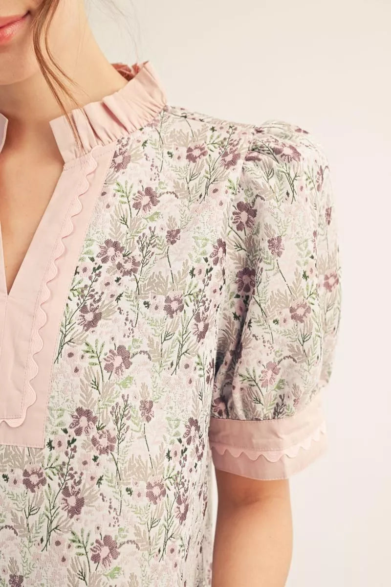 Spring Pink Floral Shift Dress