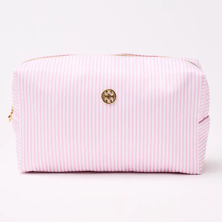 Mary Square Pink Stripe Cosmetic Bag Collection