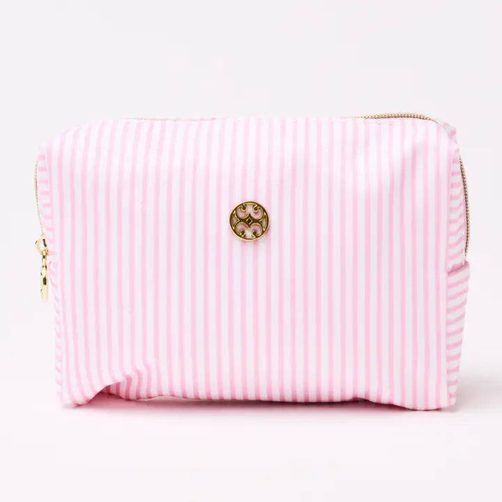 Mary Square Pink Stripe Cosmetic Bag Collection