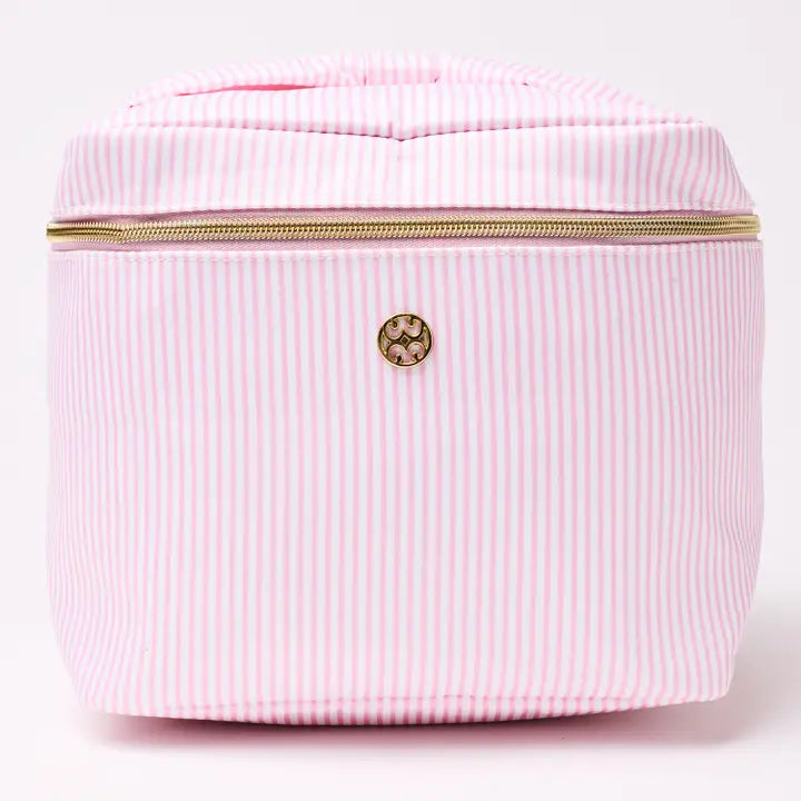 Mary Square Pink Stripe Cosmetic Bag Collection