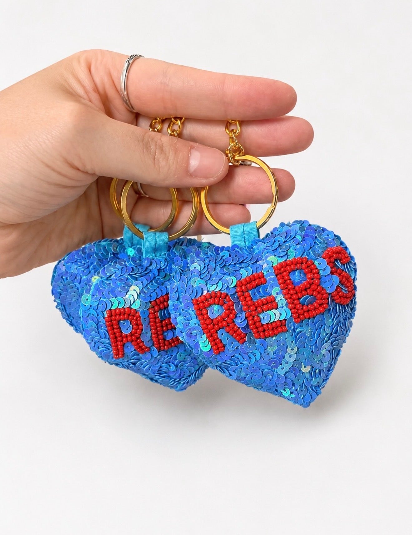 REBS Puffy Heart Sequins Keychain
