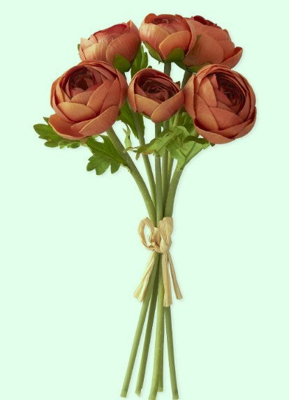 Real Touch Ranunculus Bundle - Rust (6 Stem)