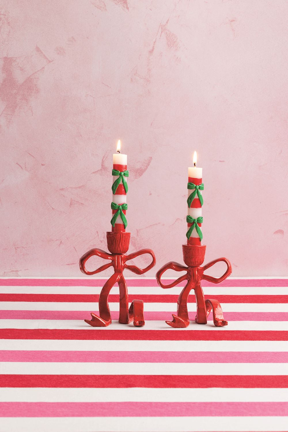 Red Bow Taper Holder ( 2 sizes )