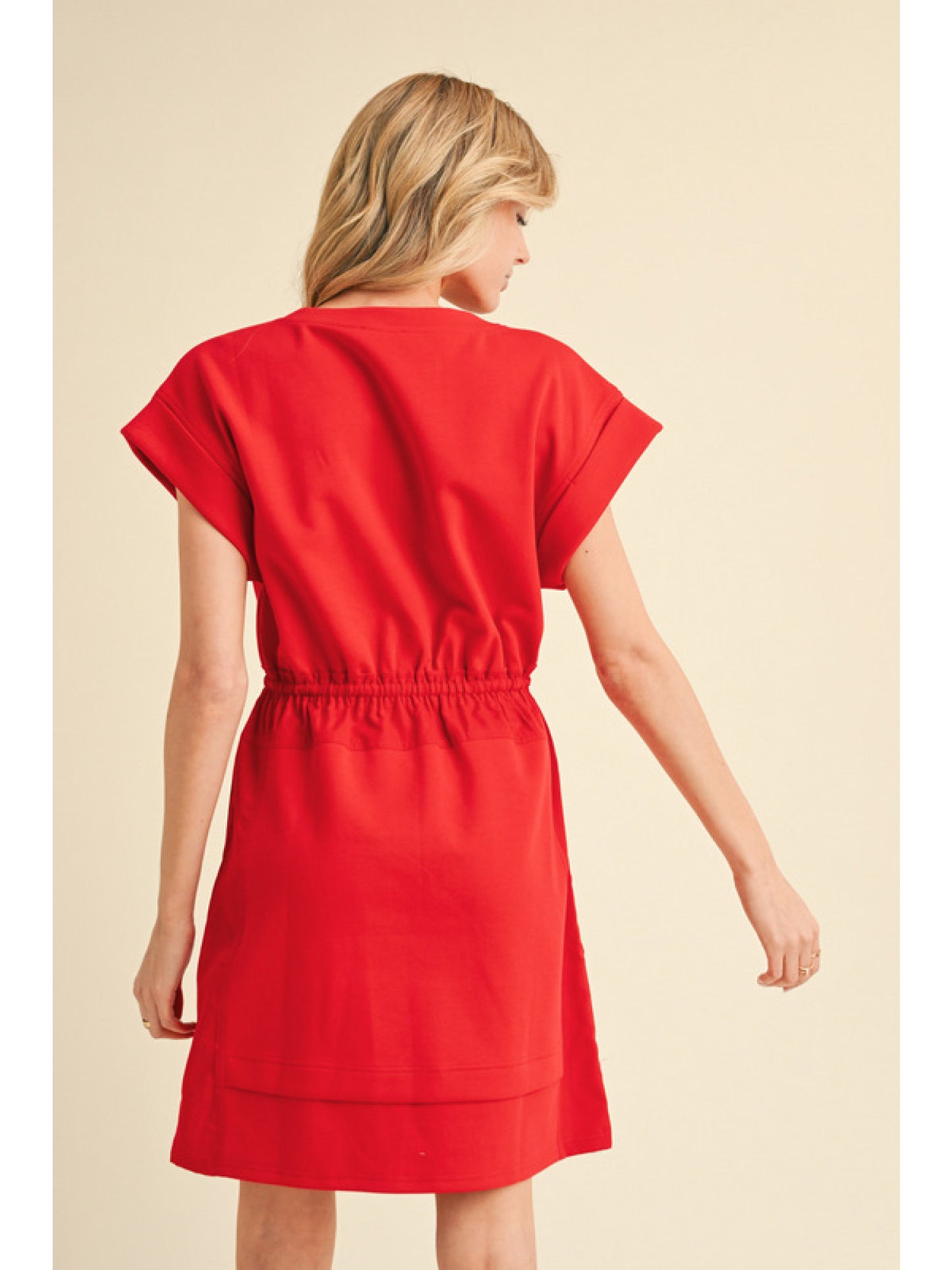 Red Casual Short Jersey Dress