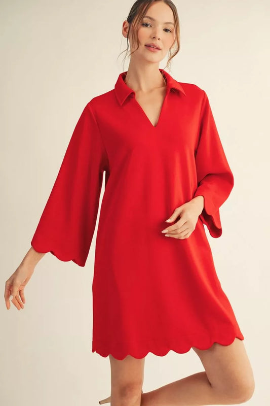 Sweet Dixie Red Scallop Dress
