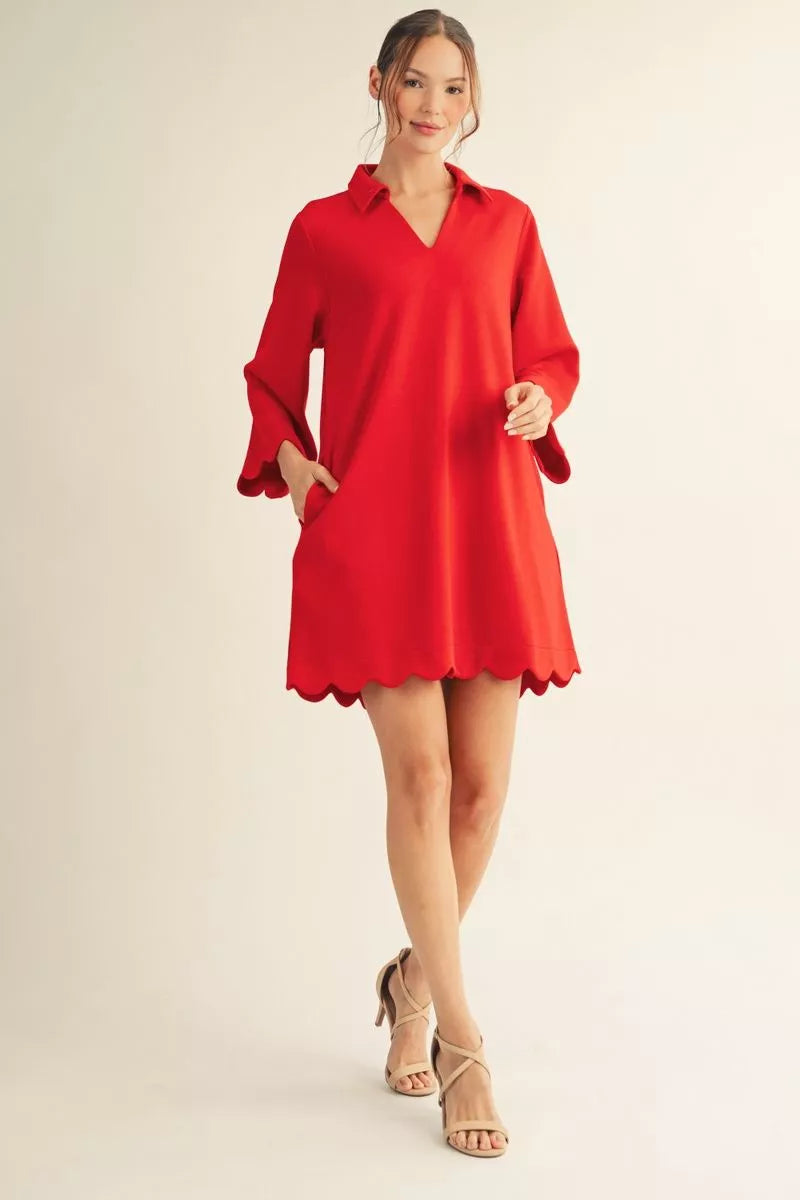 Sweet Dixie Red Scallop Dress