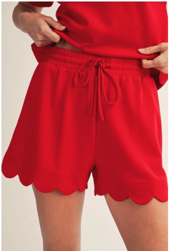 Scarlett Red Scallop Short Set
