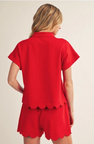Scarlett Red Scallop Short Set