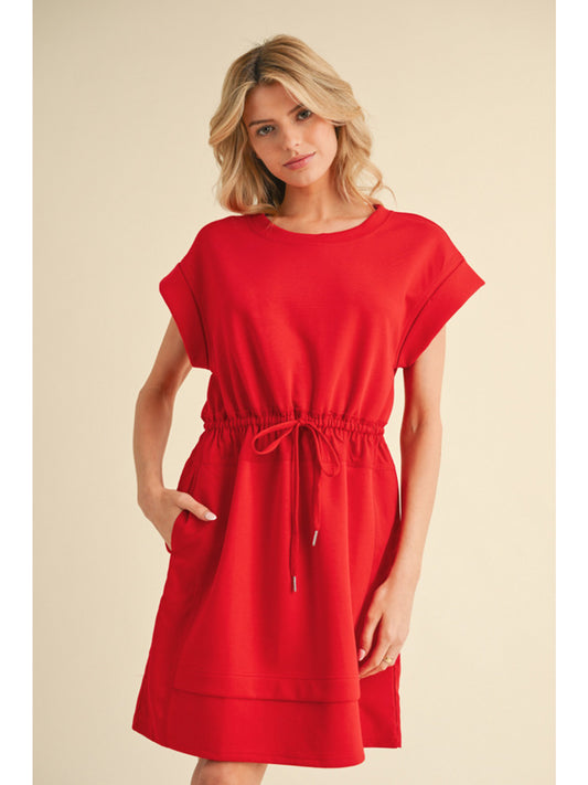 Red Casual Short Jersey Dress