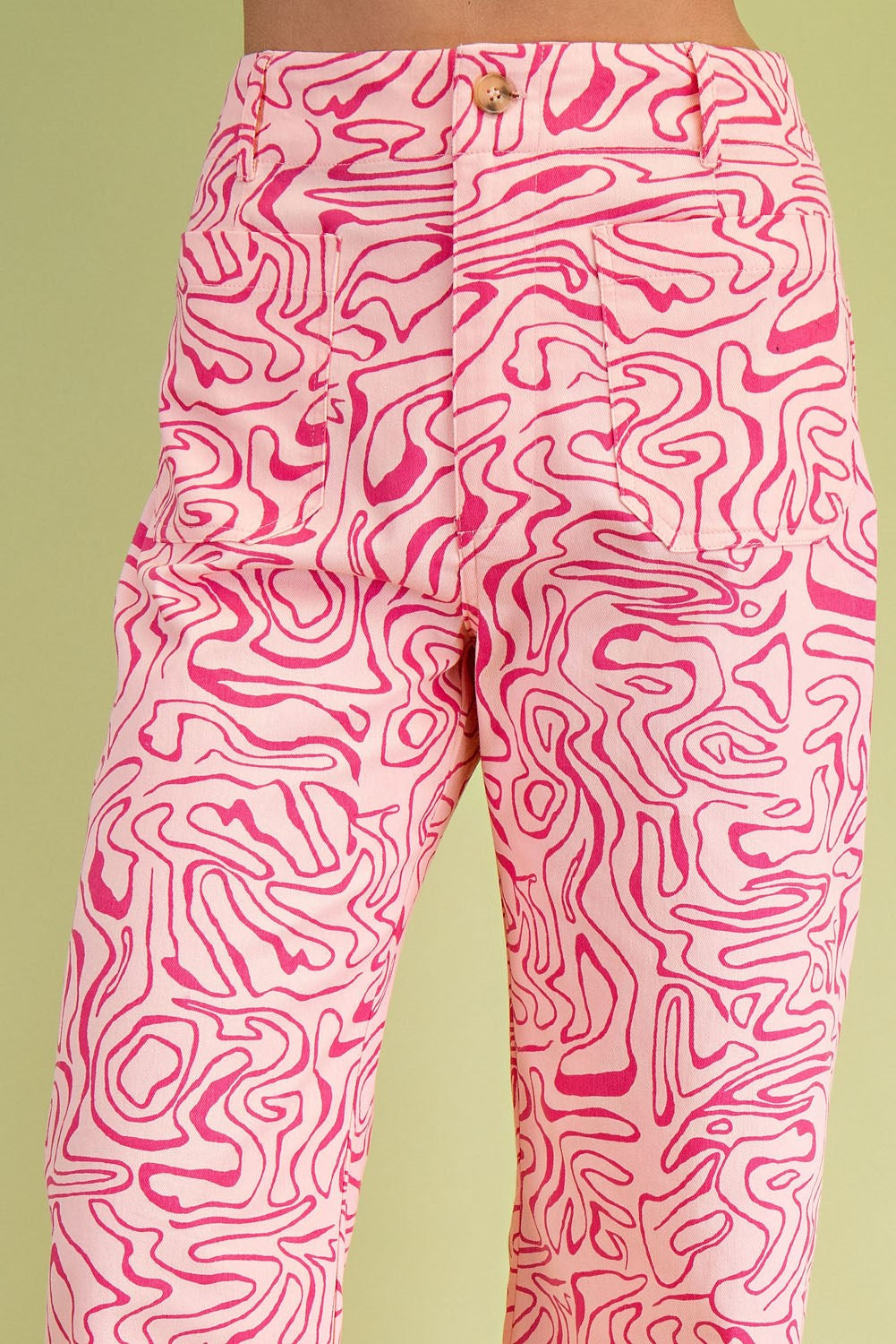 Rebecca Retro Pink Print Wide Leg Cropped Pants