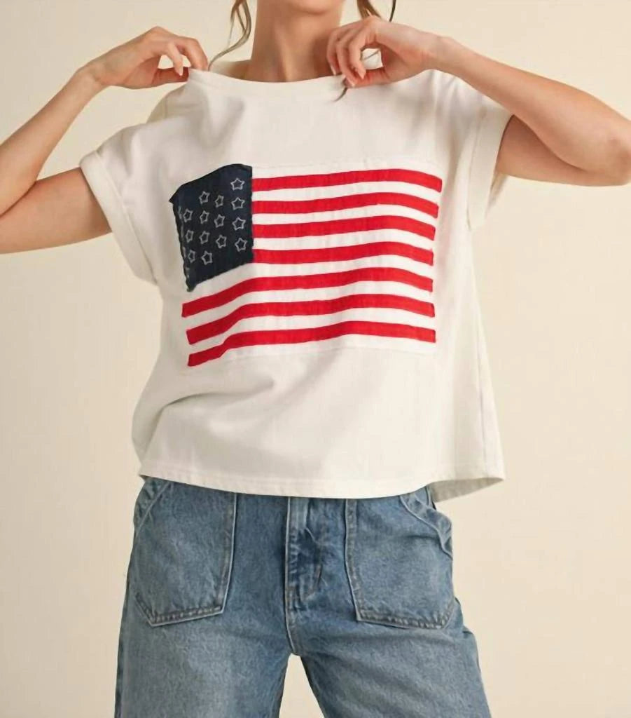 Ross American Flag Tee In Soft White (Regular & Plus)