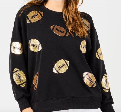 Sarah Sequins Football Sweatshirt ( Black/Gold )