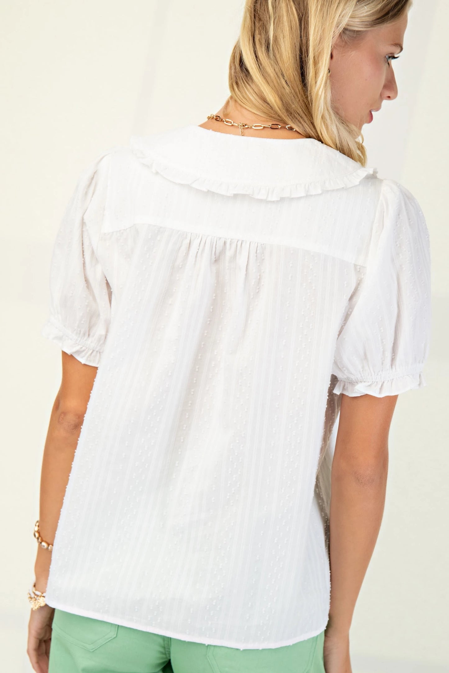 Sarah White Peter Pan Collar Top