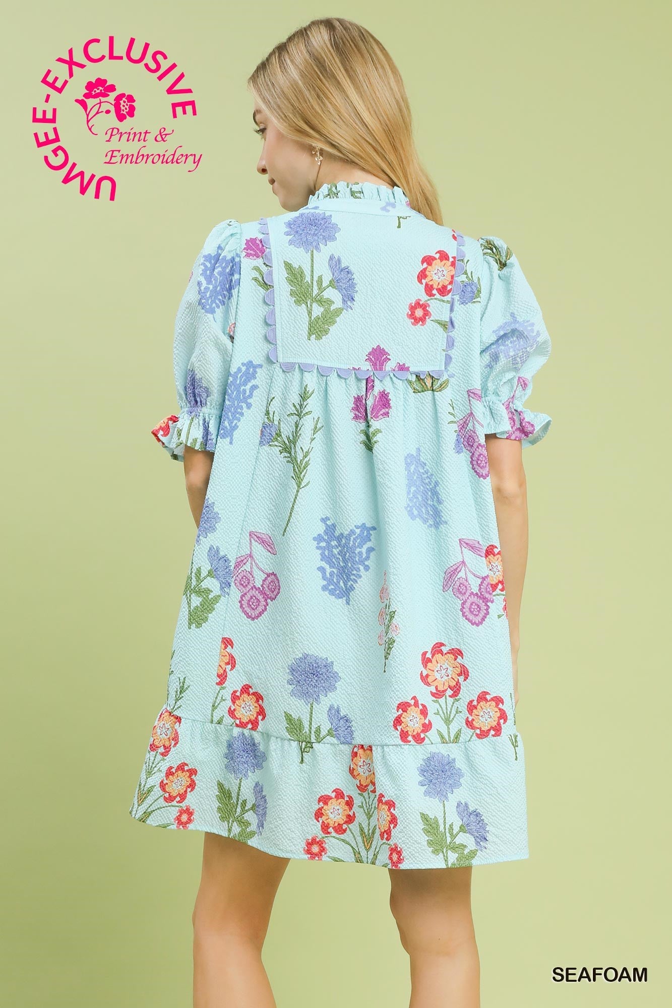 Multi Flower Print V-Neck Dress (S-2XL) Regular and Plus