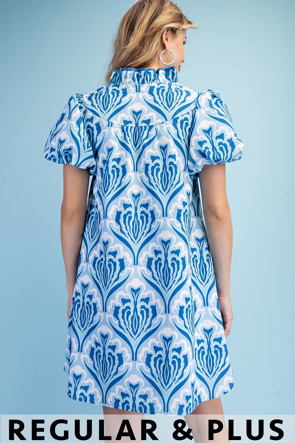 Skyler Blue Print Dress ( Regular and Plus )