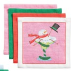 Holiday Cotton Champagne / Cocktail Napkin Sets - Set of 4 Napkins ( 2 Styles )