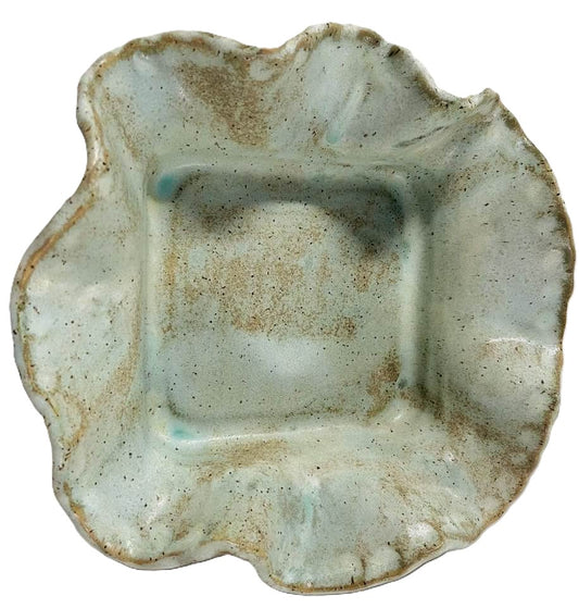 Sheila Clark Pottery Square Ruffle Serving Bowl