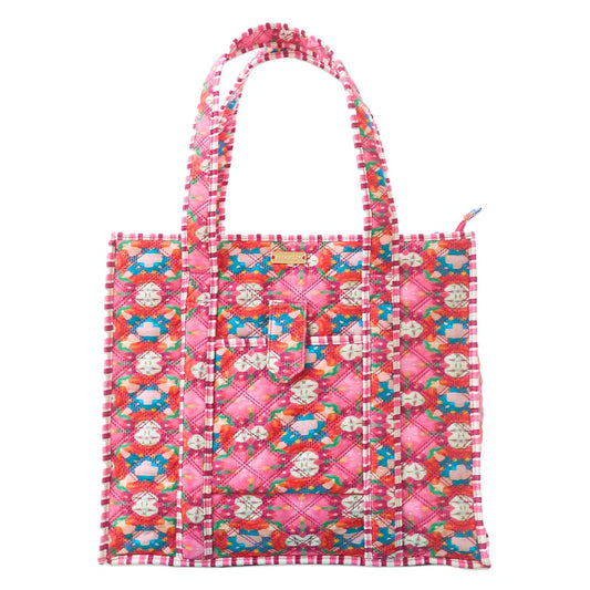 On the Road Quilted Tote - Strawberry Fields