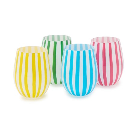 Celebration Striped Stemless Wine Glasses
