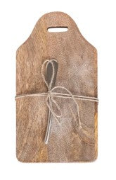 Mango Wood Cheese Serving Board w/ Handle & Canape Knife