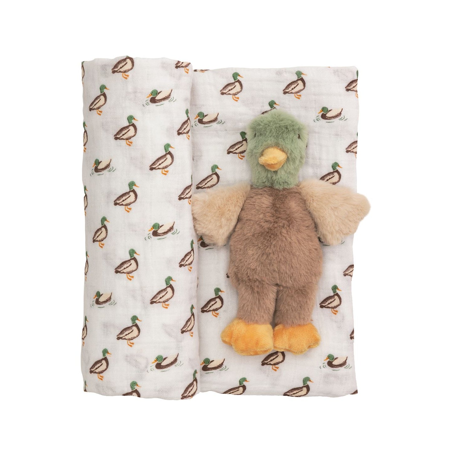 Mallard Swaddle and Rattle Set
