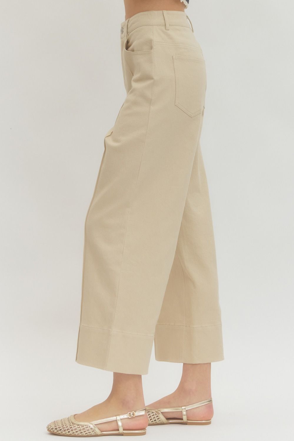 Wide Leg Cropped Pants (Pink or Tan)