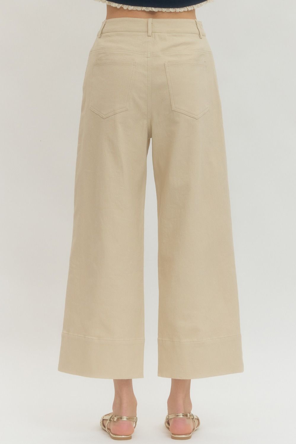 Wide Leg Cropped Pants (Pink or Tan)