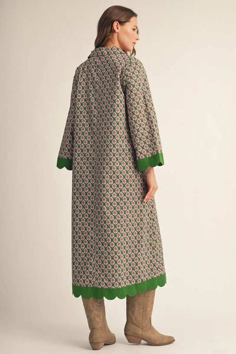 The Georgia Scalloped Fall Print Midi Dress